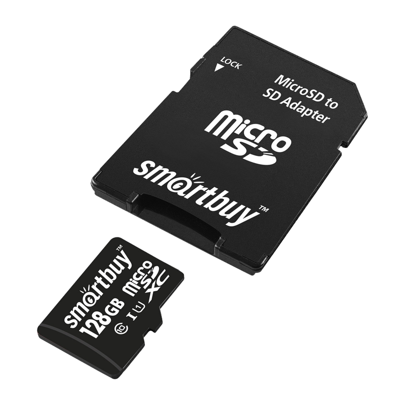 Карта памяти microSD Smartbuy 128GB Class10 UHS-I (U1) 90 МБ/сек с адаптером
