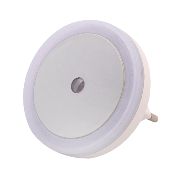 Ночник Camelion NL-264 "Круг с фотосенсором" 0.6W 220V в розетку белый (1/30/120)