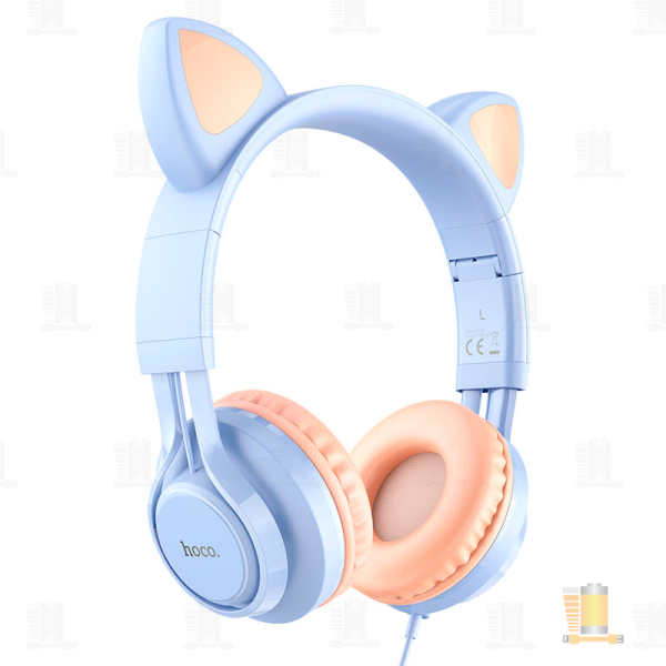 Наушники полноразмерные HOCO W36 Cat ear с микр. голубой (1/30)
