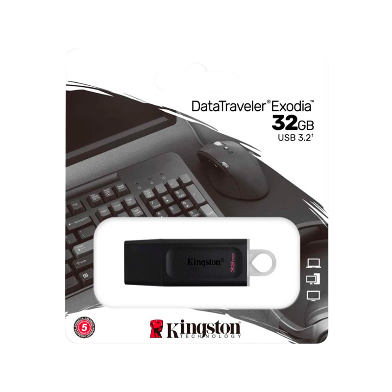 Флеш-накопитель Kingston DataTraveler Exodia 32GB USB3.2 пластик черный белый