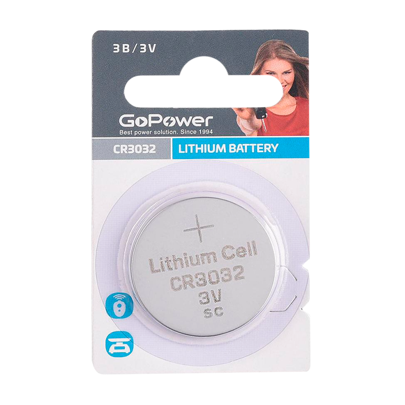 Батарейка GoPower CR3032 BL1 Lithium 3V (1/10/500)