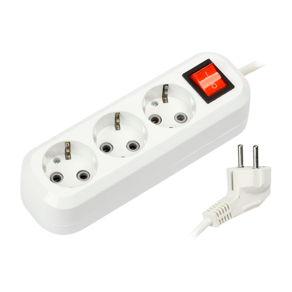 Удлинитель Smartbuy 3р.С/З 16A 2.0м с выкл. ПВС 3x1мм² белый (1/50)