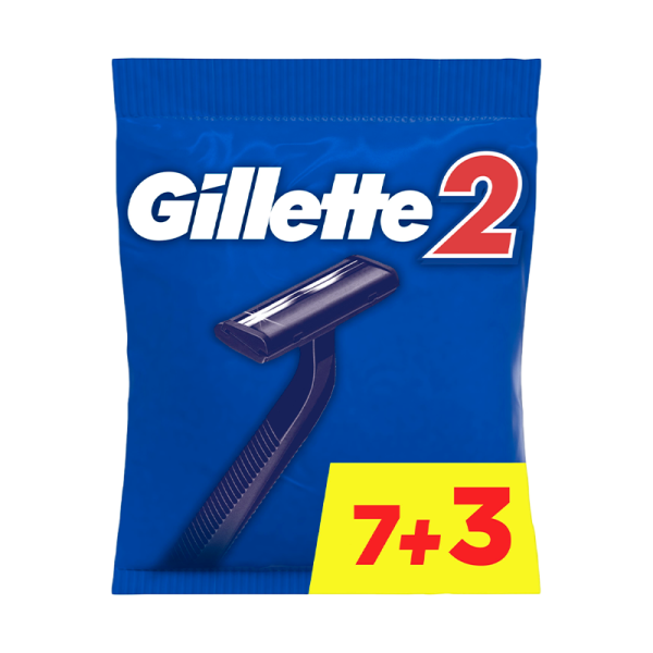 Бритва Gillette 2 лезвия пластиковая ручка 7+3шт (1/24)