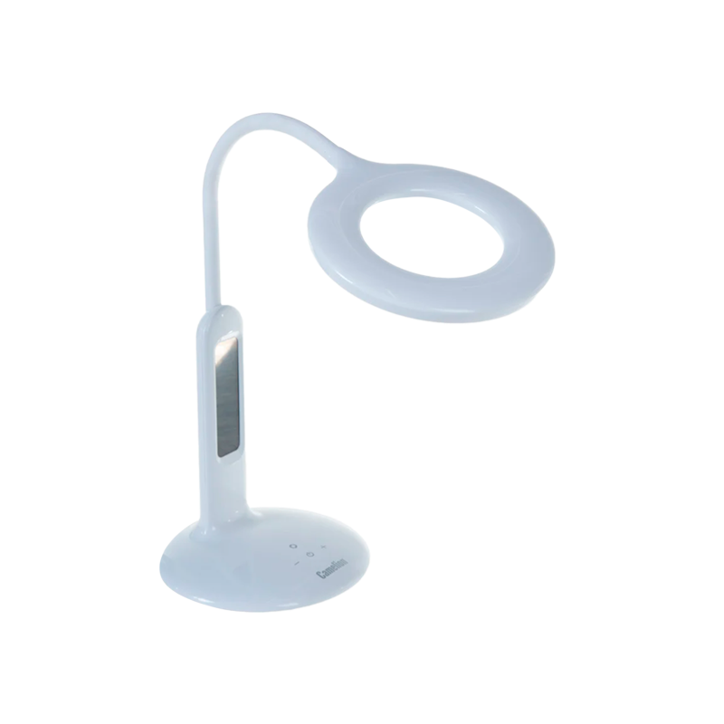 Светильник настольный Camelion KD-823 8W 230V 1LED на основании сенс. термометр белый (1/10)