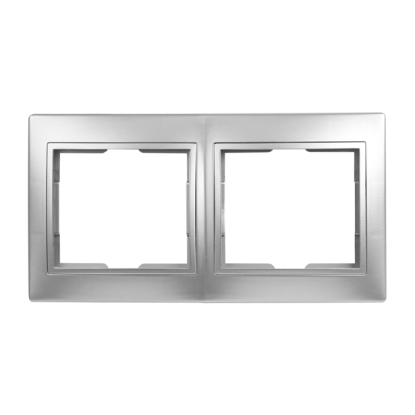 Рамка Smartbuy 2-местная горизонтальная серебро "Венера"