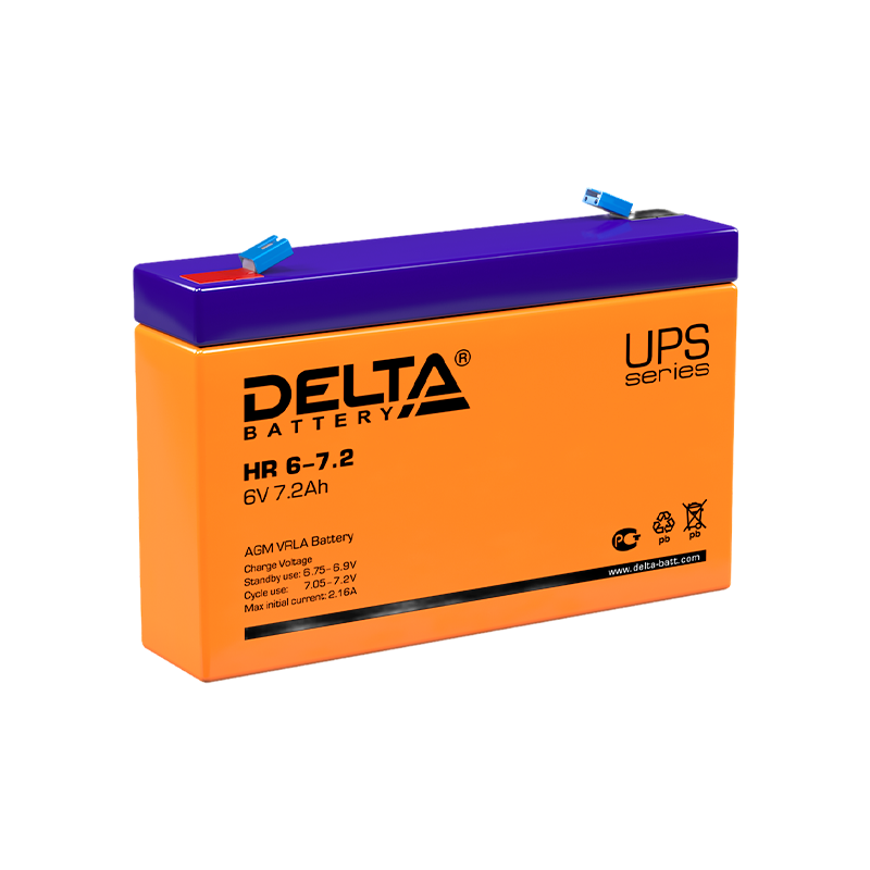 Аккумулятор свинцово-кислотный Delta HR 6-7.2 6V 7.2Ah