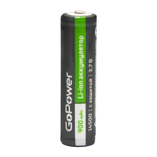 Аккумулятор Li-ion GoPower 14500 AA BL1 3.7V 900mAh с защитой выс.конт. (1/6/120)