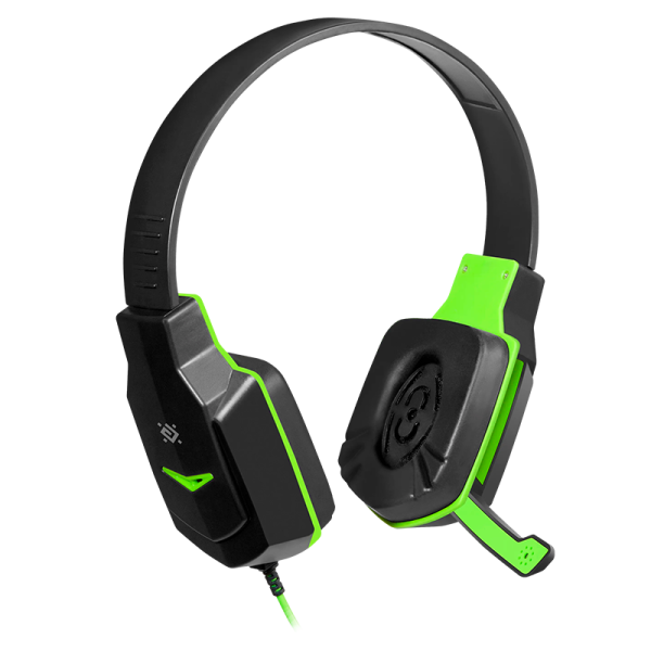 Наушники полноразмерные Defender G-320 Warhead с микр. игровые черный зеленый (1/20)
