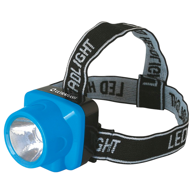 Фонарь налобный Ultraflash LED5374 0.4W 1LED от аккумулятора синий (1/10/120)