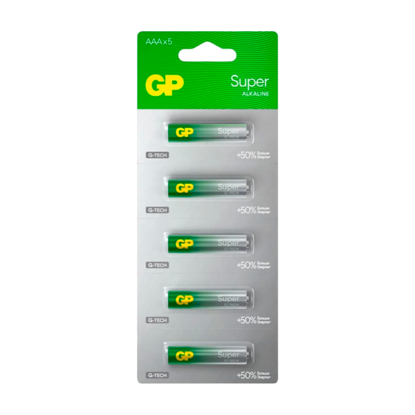Батарейка GP Super G-Tech LR03 AAA BL5 Alkaline 1.5V отрывные (5/60/600)