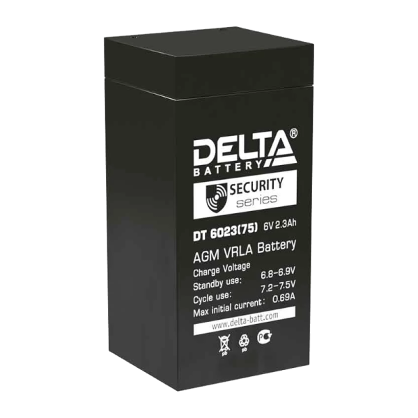 #Аккумулятор свинцово-кислотный Delta DT 6023 (75) 6V 2.3Ah (1/20)
