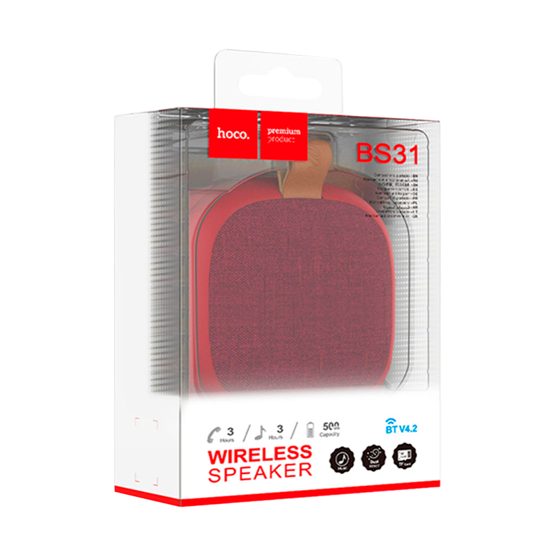 Портативная колонка HOCO BS31 bluetooth 4.2 microSD красный (1/60)