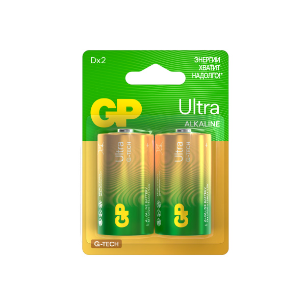 Батарейка GP ULTRA G-Tech LR20 D BL2 Alkaline 1.5V (2/20/160)