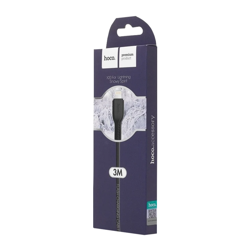Кабель HOCO X20 USB (m)-Lightning (m) 2.0м 2.0A ПВХ черный (1/30/300)