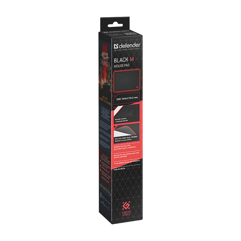 Коврик для мыши Defender Black M 360x270x3мм черный (1/40)