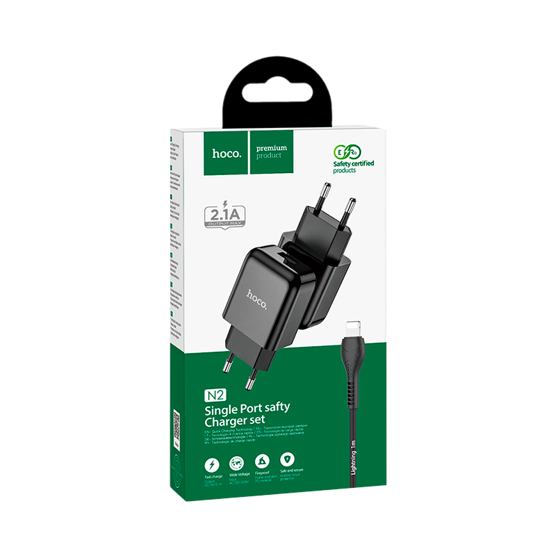 Сетевое З/У HOCO N2 1USB 2.0A черный (1/13/130)