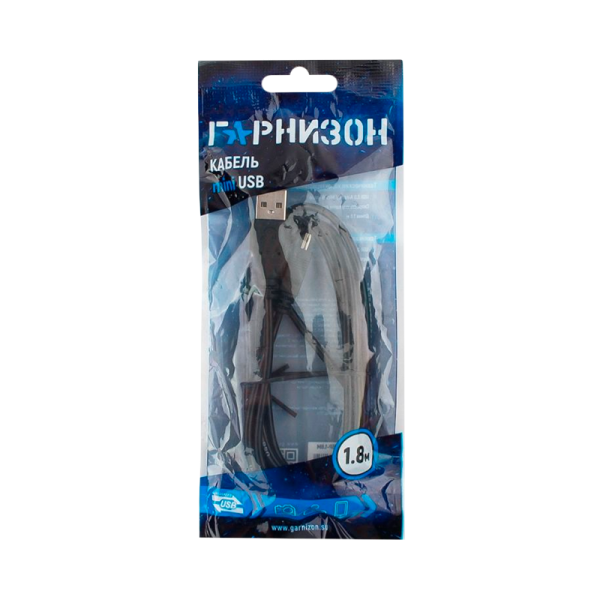 Кабель Гарнизон USB (m)-miniUSB (m) 1,8м силикон черный