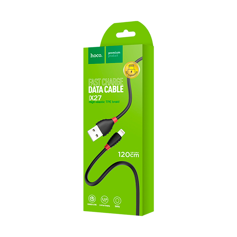 Кабель HOCO X27 USB (m)-microUSB (m) 1.2м 2.4A TPE черный (1/30/300)