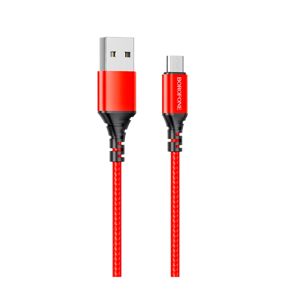 Кабель Borofone BX54 USB (m)-microUSB (m) 1.0м 2.4A нейлон красный (1/360)