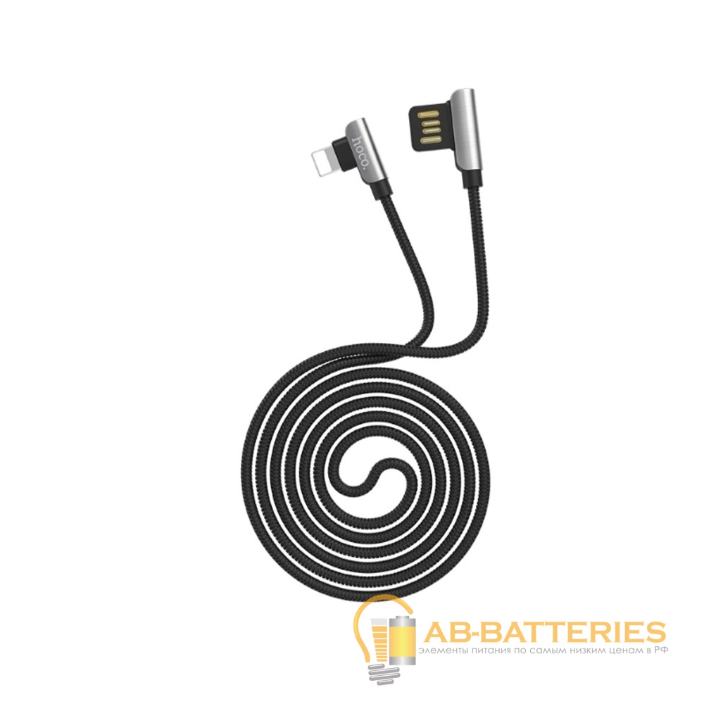 Кабель HOCO U42 USB (m)-Lightning (m) 1.2м 2.4A ткань черный (1/24/240)