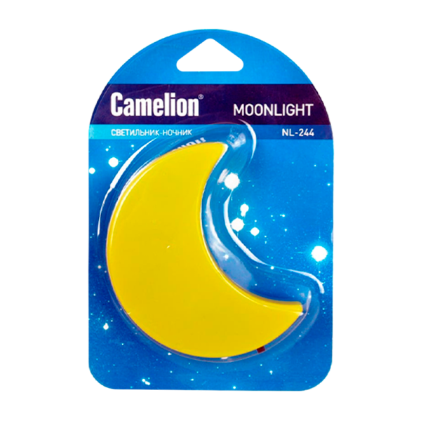 Ночник Camelion NL-244 "Месяц" 220V в розетку ассорти (1/24/96)