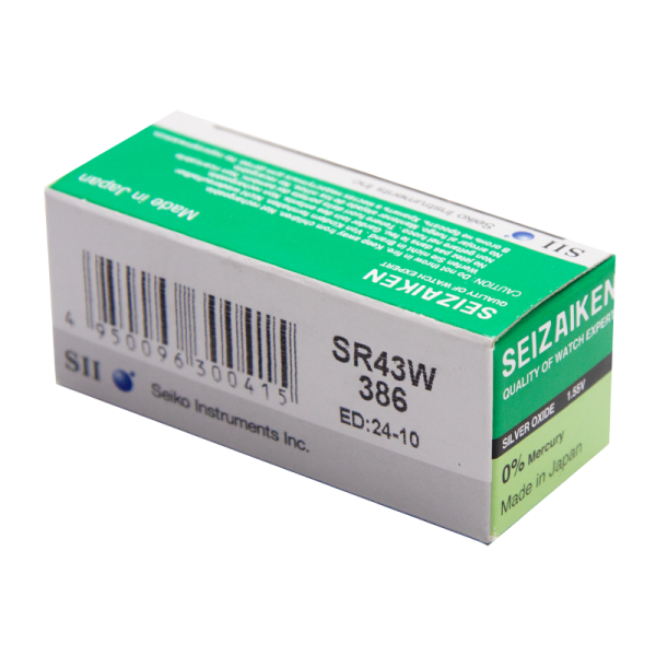 Батарейка SEIZAIKEN 386 (SR43W) Silver Oxide 1.55V (1/10/100/1000)