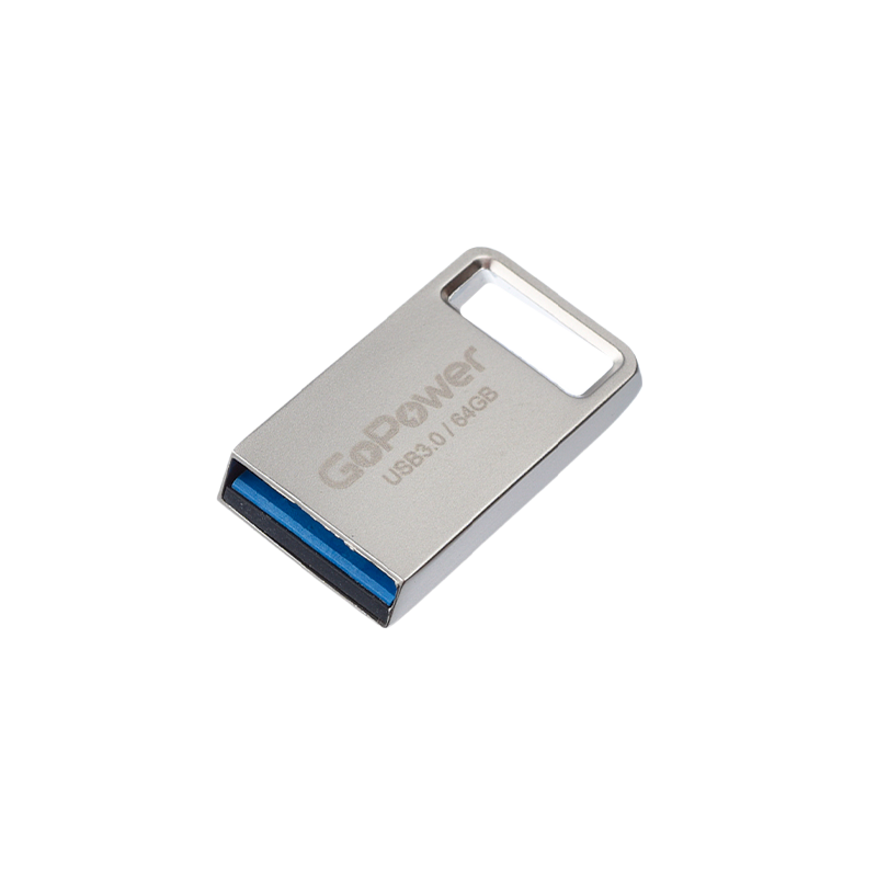 Флеш-накопитель GoPower MINI 64GB USB3.0 металл серебряный (1/50/1000)