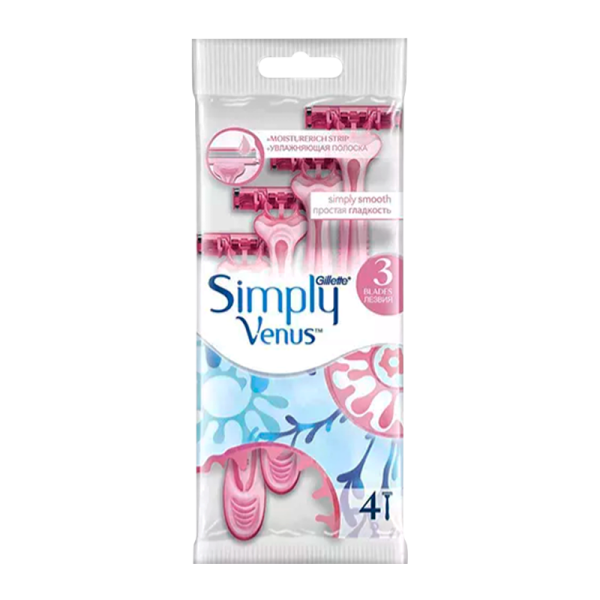Бритва Gillette VENUS Simply 3 лезвия 4шт. розовый (1/12)