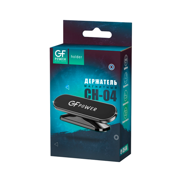Держатель автомобильный GFPower CH-04 клеевая основа поворотный магнит черный (1/300)