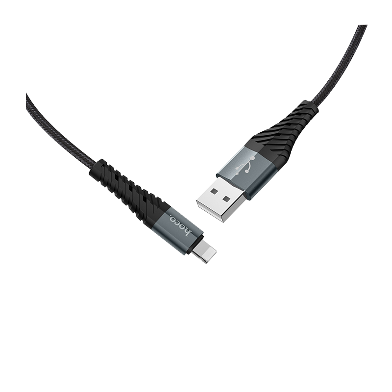 Кабель HOCO X38 USB (m)-Lightning (m) 1.0м 2.4A нейлон черный (1/30/300)