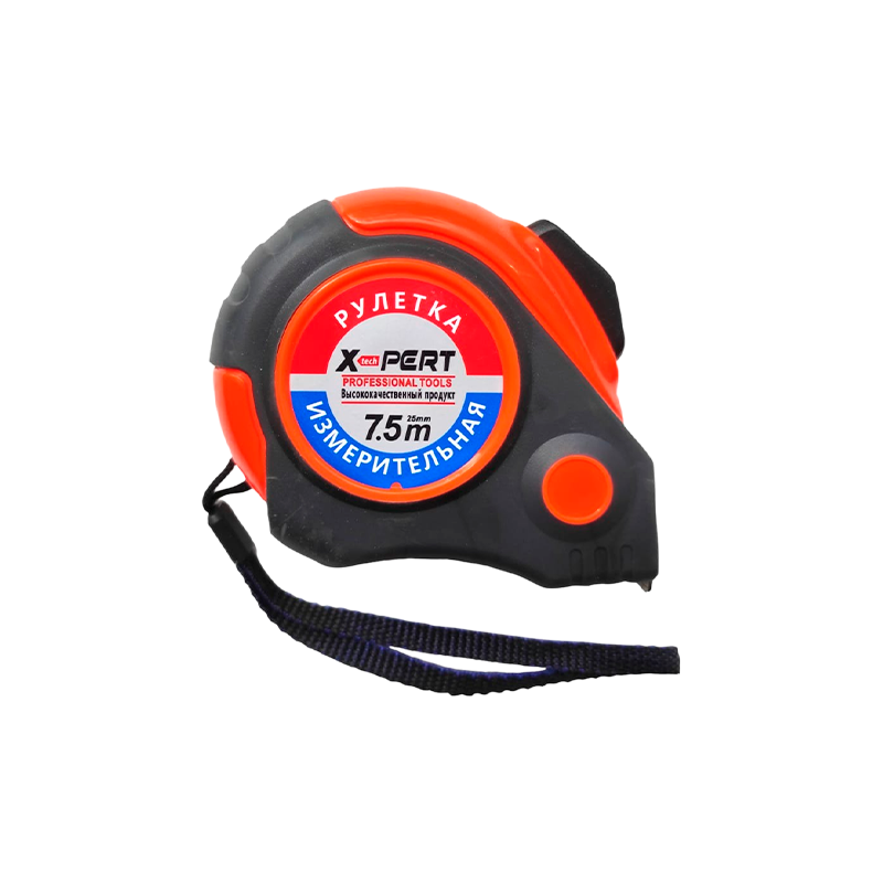 Рулетка измерительная X-PERT 508 7.5м*25мм пластик 1 фикстатор ударопрочный корпус черный (1/60)