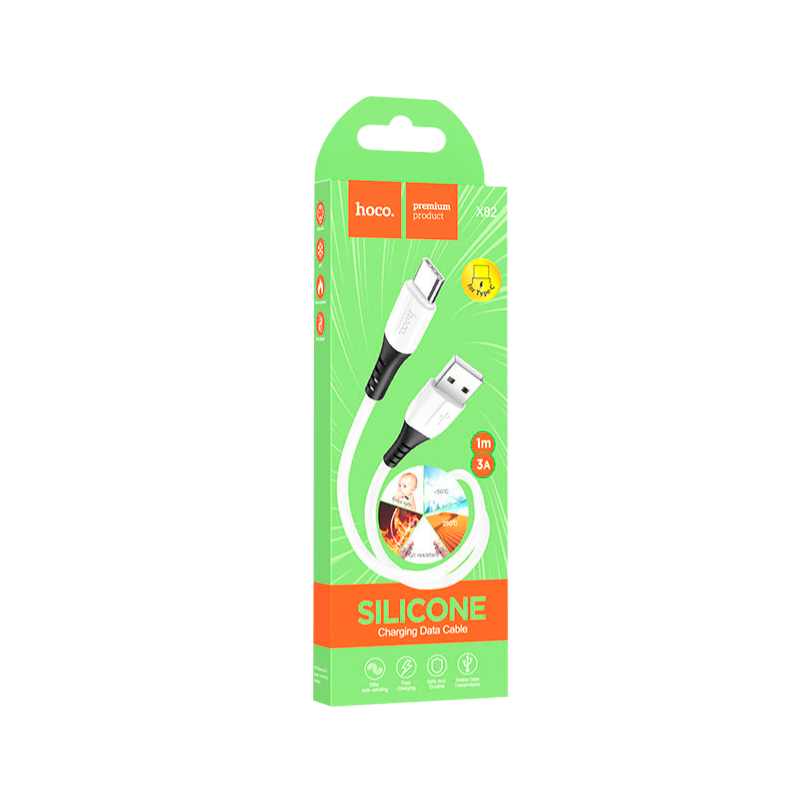 Кабель HOCO X82 USB (m)-Type-C (m) 1.0м 3.0A силикон белый (1/31/310)
