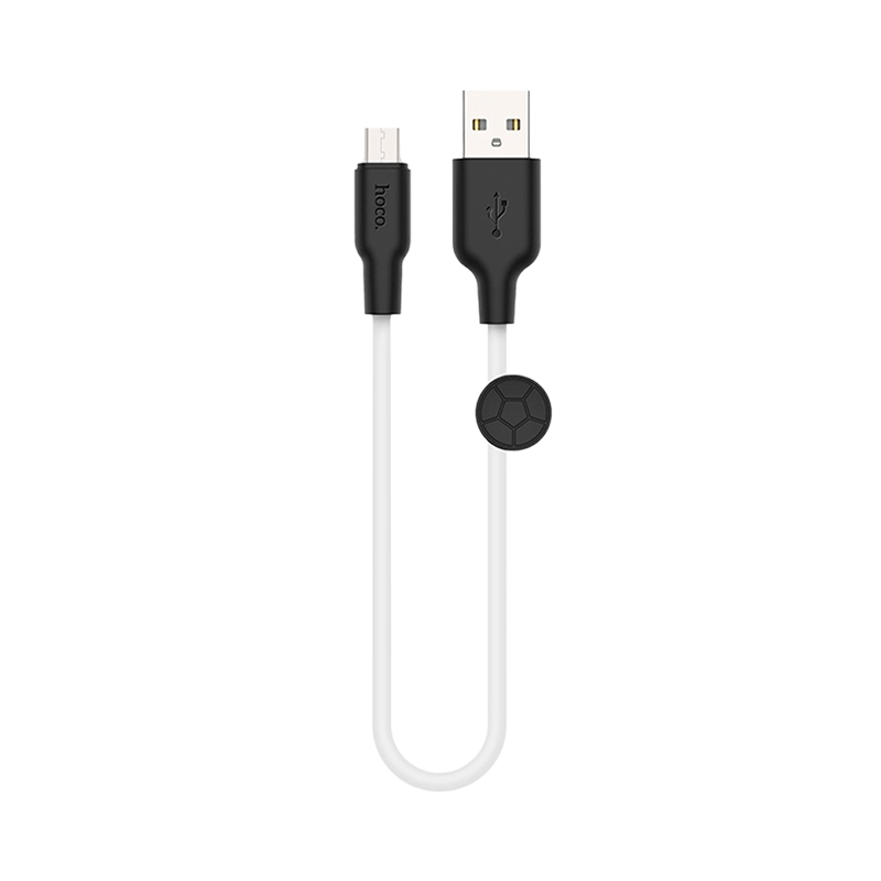 Кабель HOCO X21 Plus USB (m)-microUSB (m) 0.25м 2.4A силикон черный белый (1/30/300)