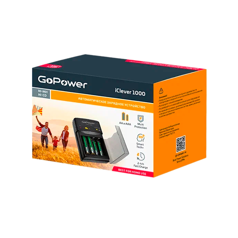 З/У для аккумуляторов GoPower iClever1000 Ni-MH/Ni-Cd 4 слота (1/15/30)