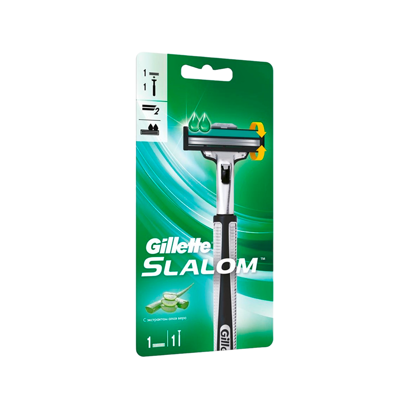 Бритва Gillette Slalom Plus (RUS) (Vector+) 2 лезвия 1 кассета (1/6)