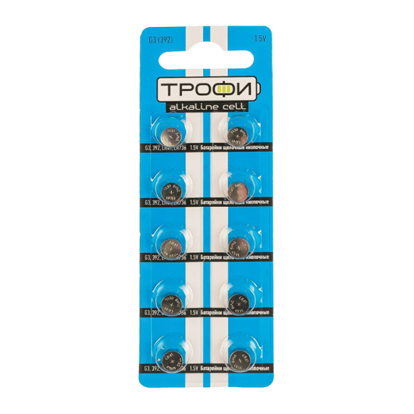 Батарейка Трофи G3/LR736/LR41/392A/192 BL10 Alkaline 1.55V (10/200/1600)
