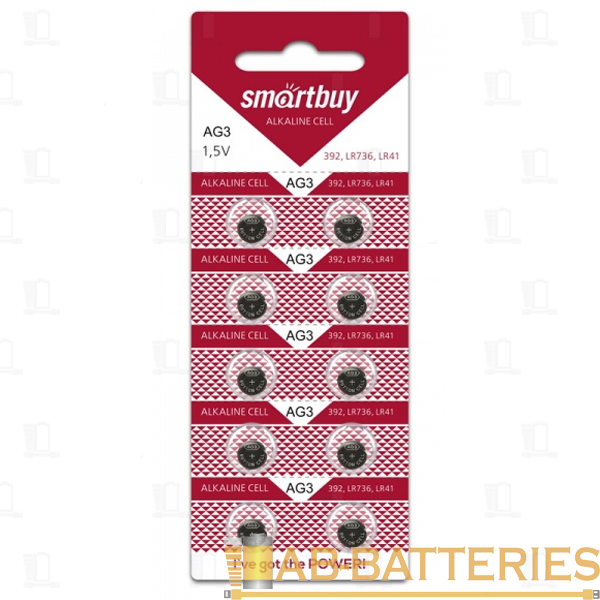 Батарейка Smartbuy G3/LR736/LR41/392A/192 BL10 Alkaline 1.5V (10/100/2000)