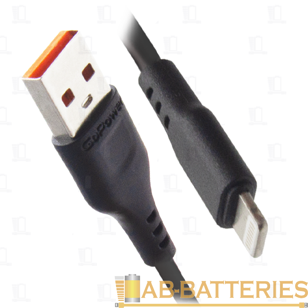Кабель GoPower GP01L USB (m)-Lightning (m) 1.0м 2.4A ПВХ черный (1/200/800)