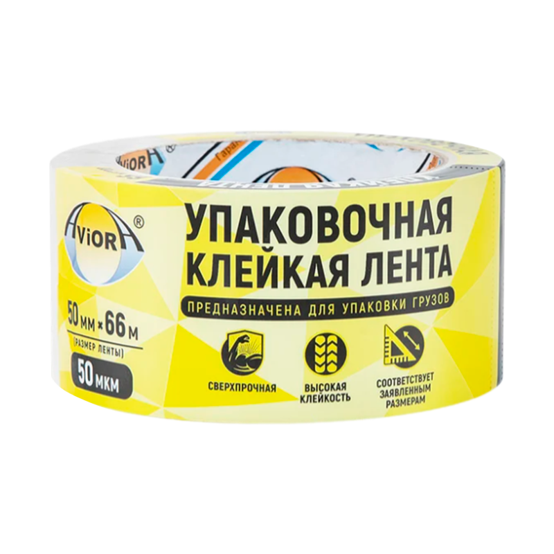 Скотч Aviora ПП 50мм*66м упаковочный акрил прозрачный (1/36)