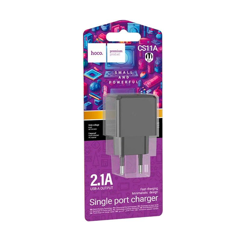 Сетевое З/У HOCO CS11A 1USB 2.1A черный (1/28/168)