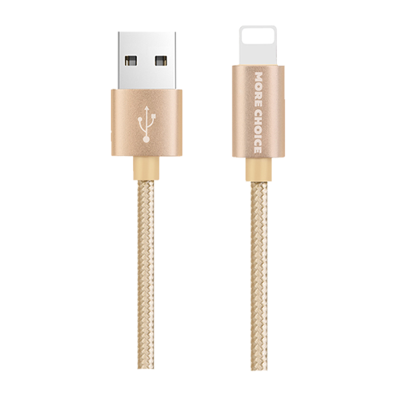 Кабель HOCO X2 USB (m)-Lightning (m) 1.0м 2.1A нейлон золотой (1/30/300)