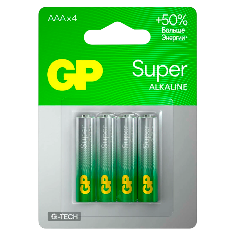 Батарейка GP Super G-Tech LR03 AAA BL4 Alkaline 1.5V (4/40/160)