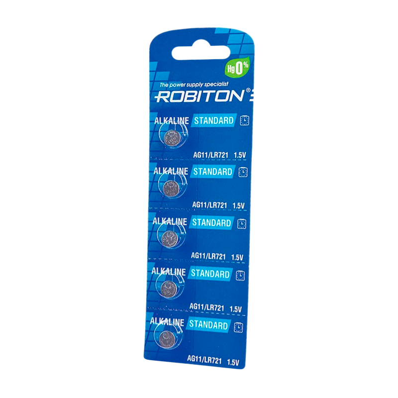 Батарейка ROBITON STANDARD R-AG11-0-BL5 (0% Hg) AG11 LR721 361 LR58 BL5