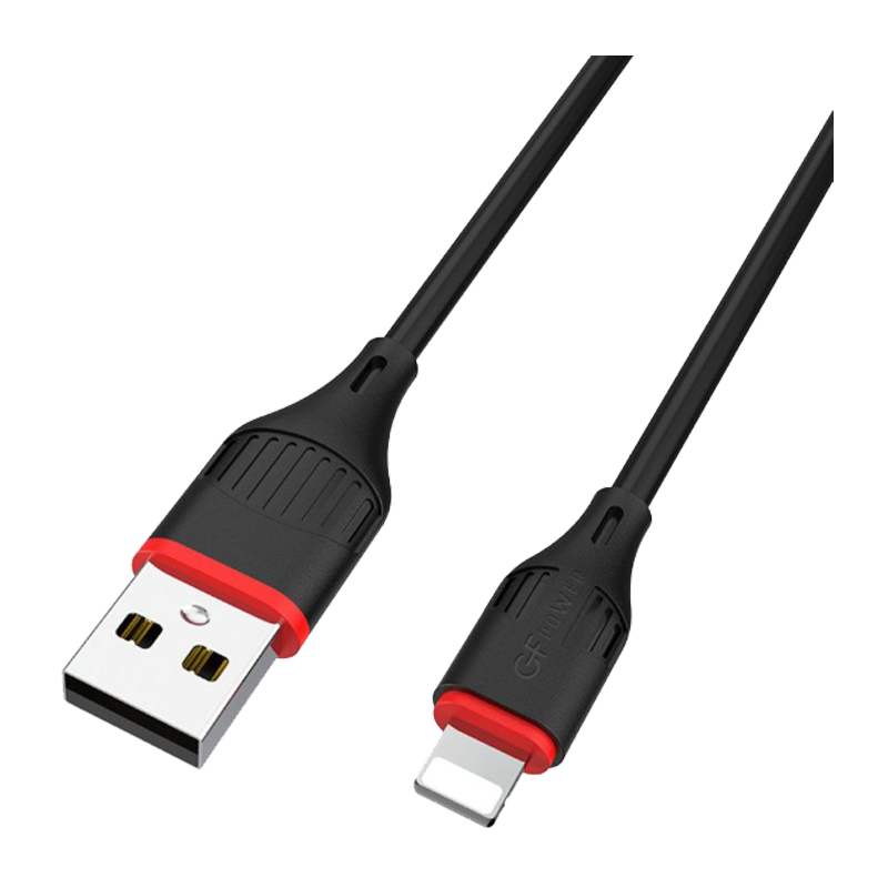 Кабель GFPower 17L USB (m)-Lightning (m) 1.0м 2.4A ПВХ черный (1/648)