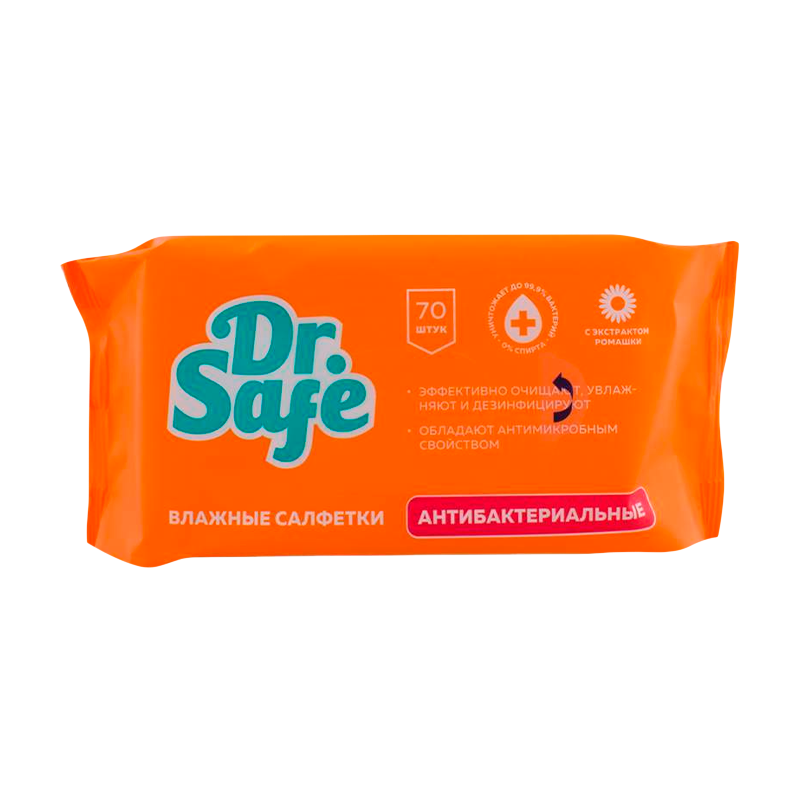 Салфетка Dr.Safe для рук антибакт.+ромашка 70шт. (1/12)