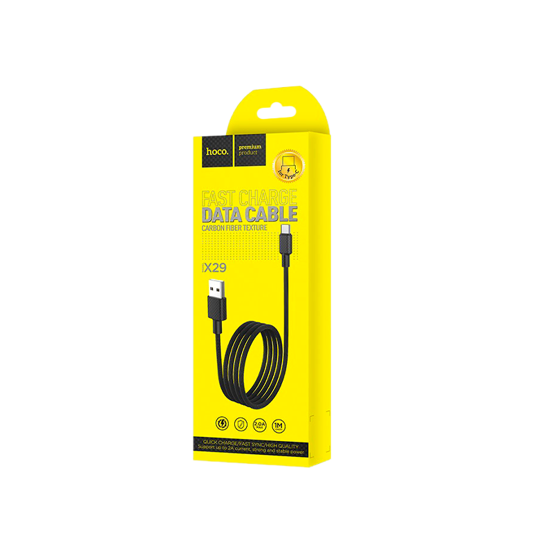 Кабель HOCO X29 USB (m)-Type-C (m) 1.0м 2.0A TPE черный (1/33/330)