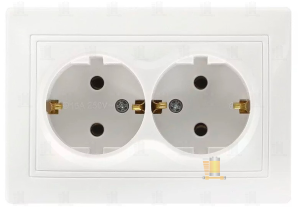 Розетка Smartbuy 2-местная с заземлением 16А белая "Венера"