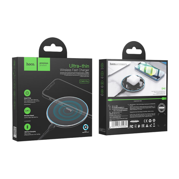 Беспроводное З/У HOCO CW6 Pro 2.0A 15W черный (1/18/108)