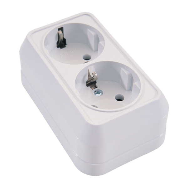 Розетка Makel Siva Ustu 2гн. 16A С/З белый 45182 (1/10)