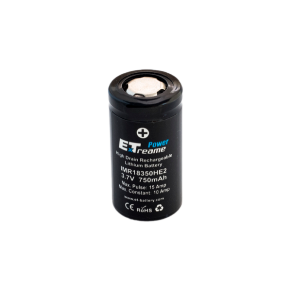 Аккум. ET IMR18350HE2 Deluxe Pack 2 бытовой + 750mAh, Li-Ion, в пластиковом боксе на 2шт (2/100)